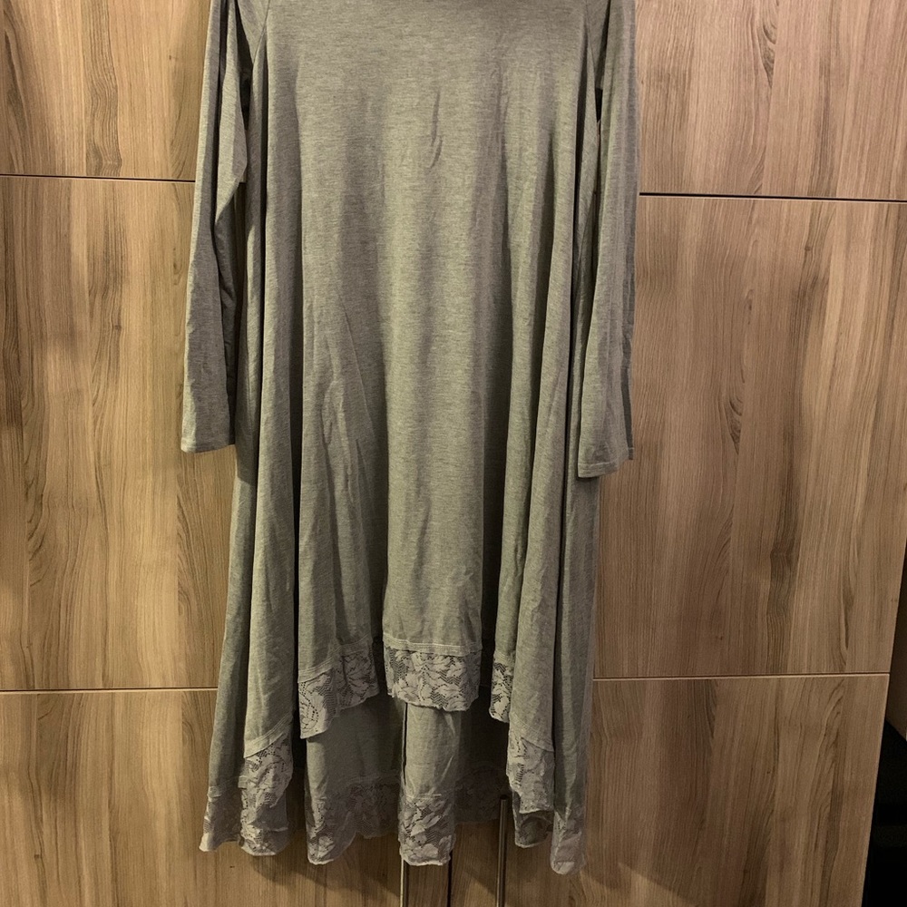 Maternity Pregnancy Gray Long Sleeve Dress - Picture 2 of 7